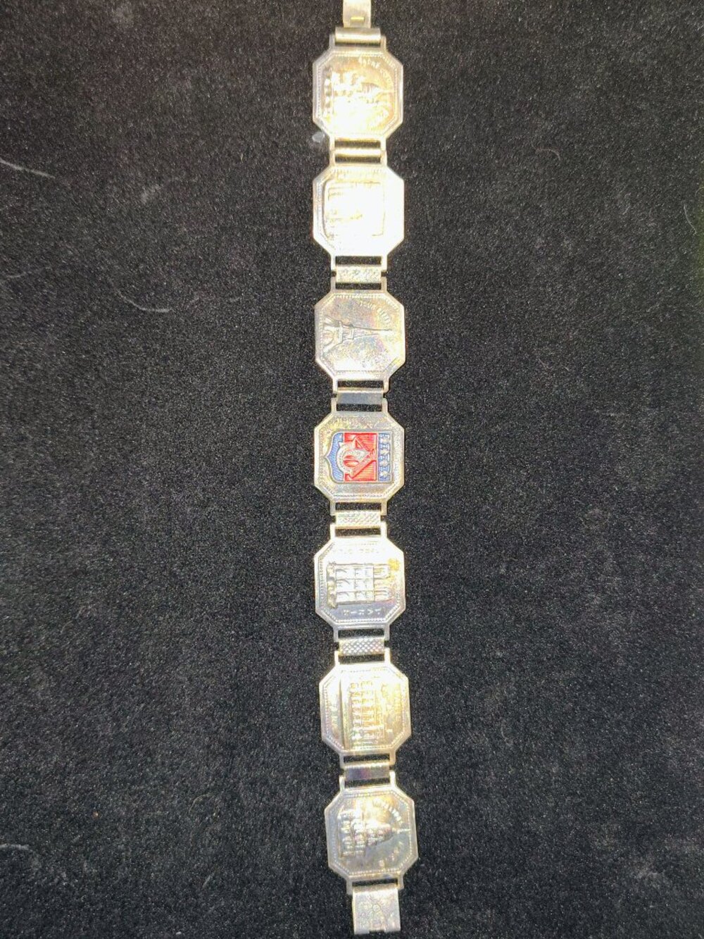 Vintage Paris Landmark Souvenir Panel Bracelet – 1940s–1950s